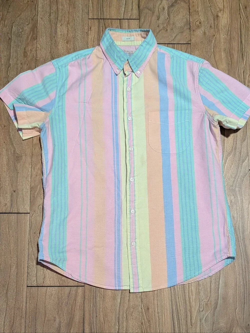 Jcrew  Pastel Stripe Short-Sleeve Button-Down Shirt - Slim Fit
